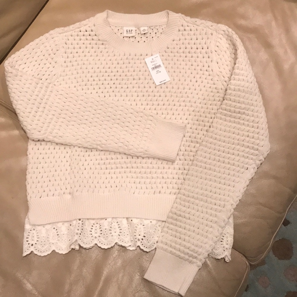 Off white crocheted girls sweater